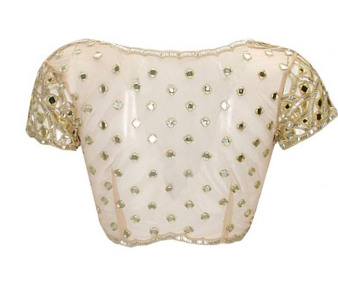 Blouse design with dispersed mirror work