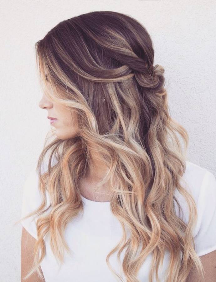 Casual knot on Ombre hairstyle