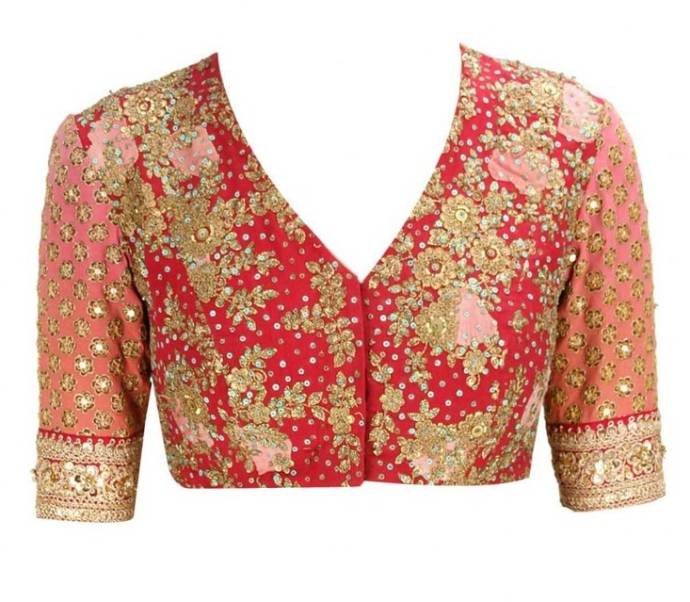 Floral printed Sabyasachi blouse with rich embroidery