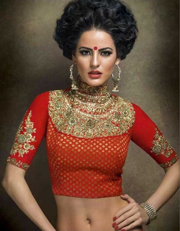 High neck gorgeous bridal blouse with heavy work