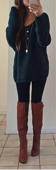 long-sweater-with-high-boots