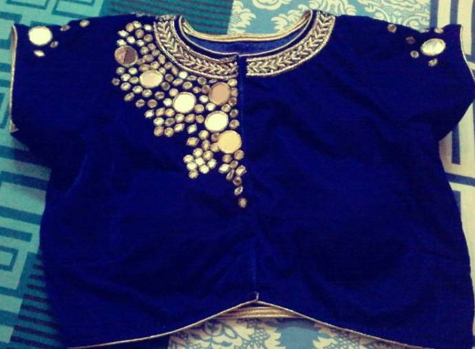Mirror work blouse with one side work