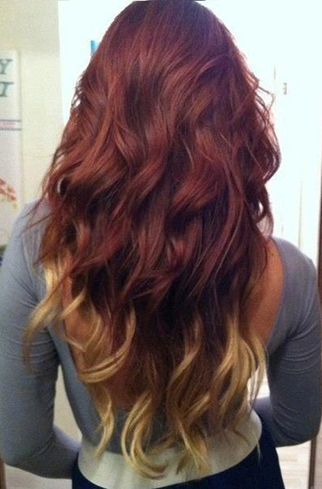 Ombre balayage hairstyle for very long hair