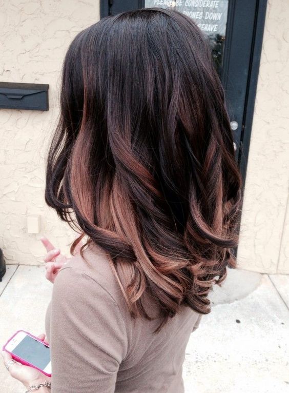 Black with pastel brown ombre