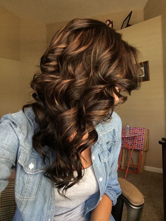 Brown hair with caramel highlights