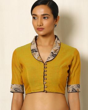 Yellow shirt high collar flannel sleeve blouse
