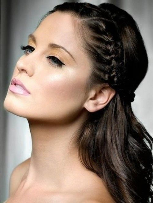 Crown braid with back puff