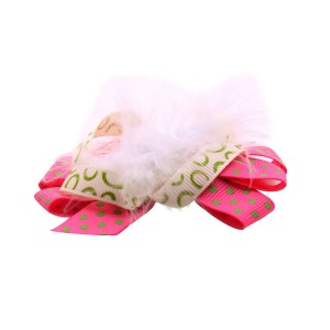 NeedyBee Pink Designer Hair Cliphairpin in Feather Bow for Baby