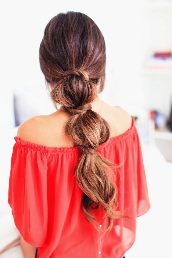 Middle tied braid hairstyle for long hairs