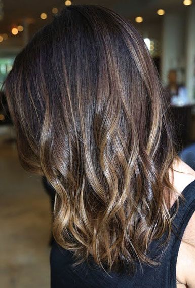 Ombre highlights on dark hairs
