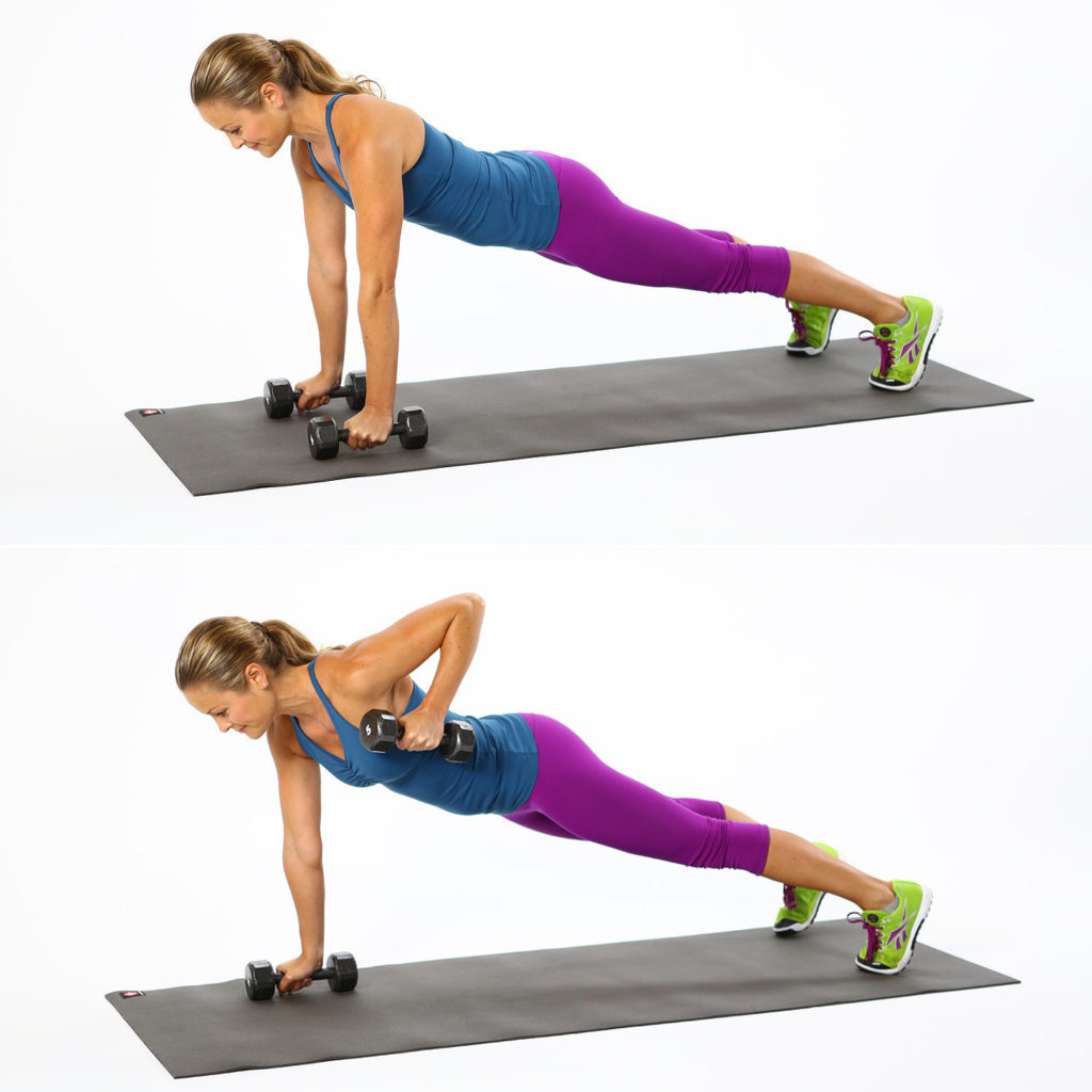 Push up plank rows