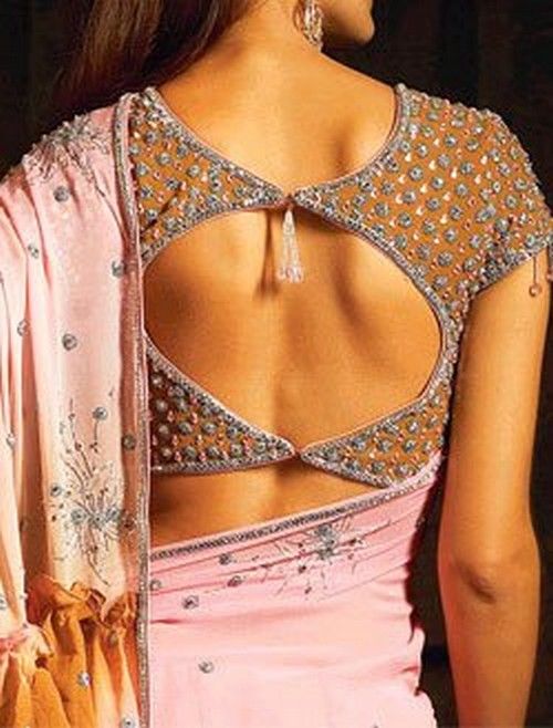 Back open blouse design for half sarees