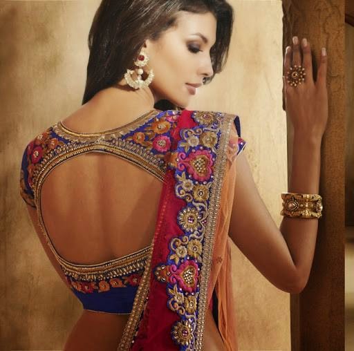 Back open blouse design for half saris
