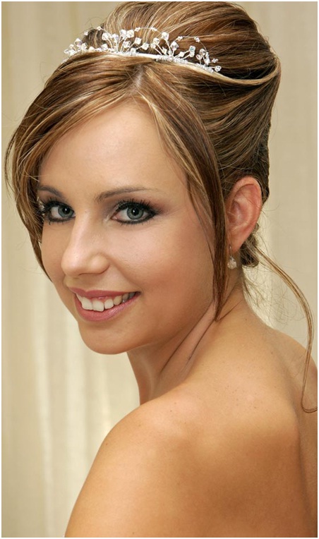 French bun on highlighted hairs for weddings