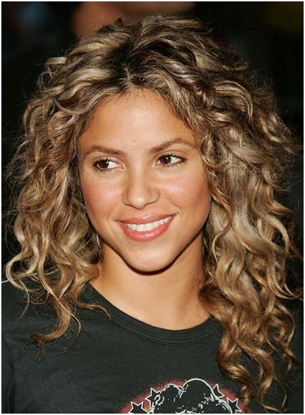 Middle parted hairstyle for medium length curly hairs