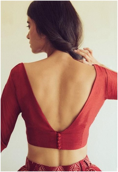 “V” neck long sleeve blouse design