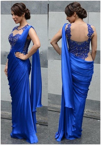 blue-net-blouse-with-plain-saree