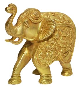 Decorated Brass Elephant Statue for Coffee Table Mantlepiece