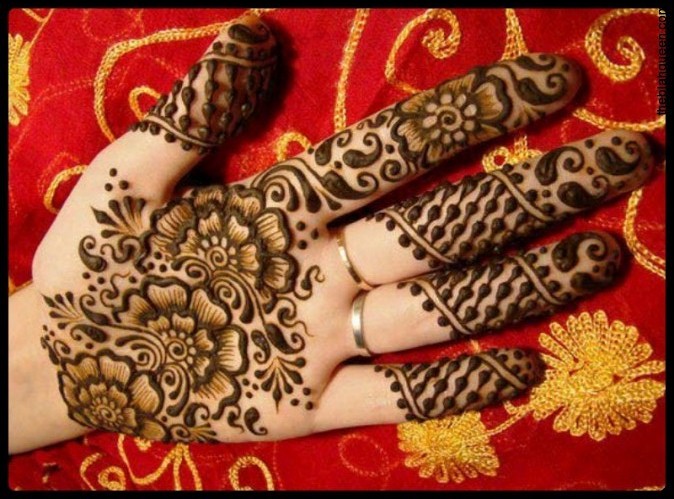 Artistic floral henna design for palms