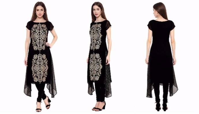Stylish black color georgette kurta for women