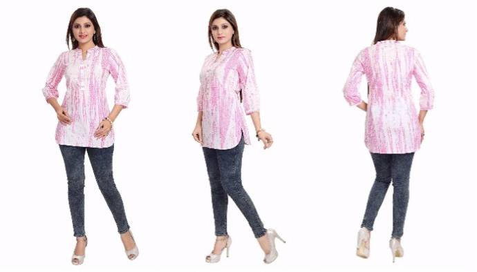 womens-pink-cotton-short-kurta
