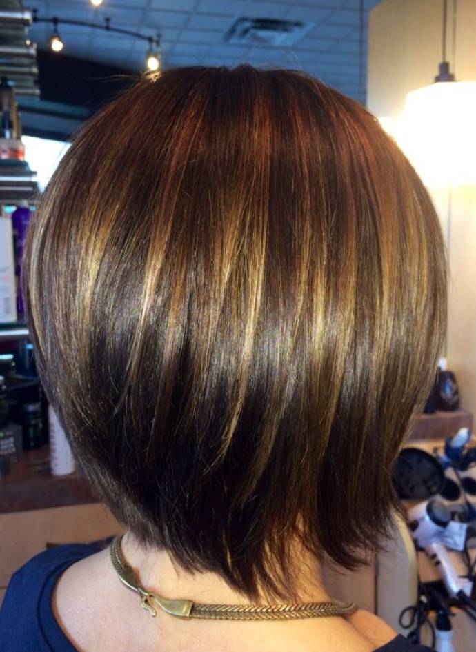 Black short haircut with two color highlight ideas