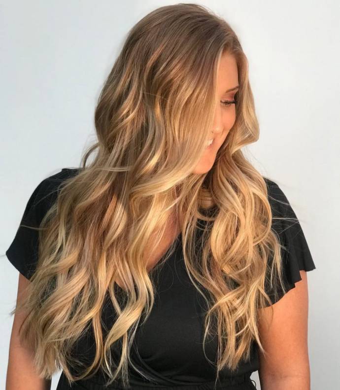 Golden hair with blonde highlights