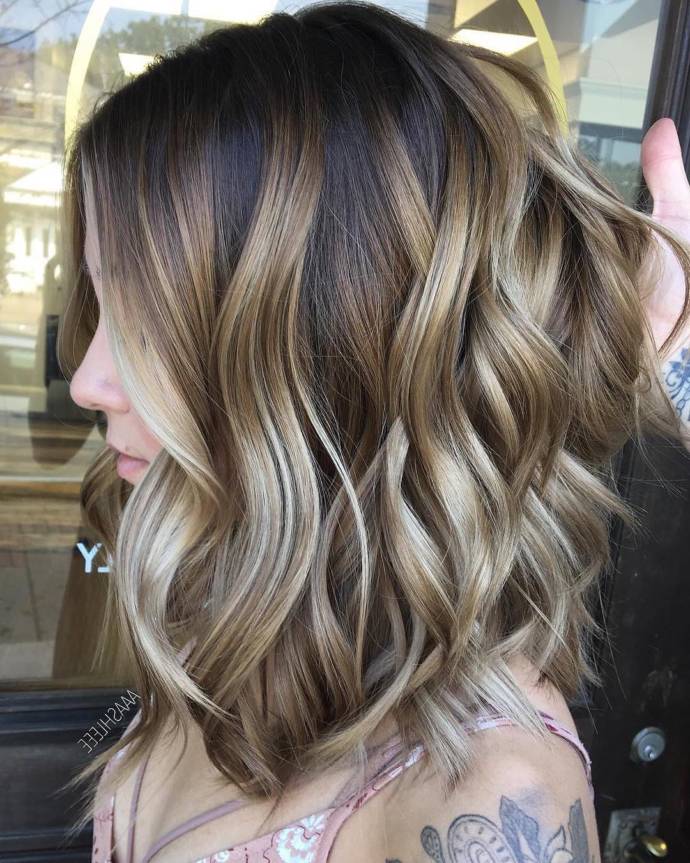 Medium hair with blonde ombre haircut