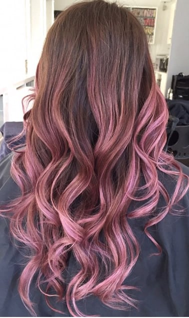 Rose gold balyage hair