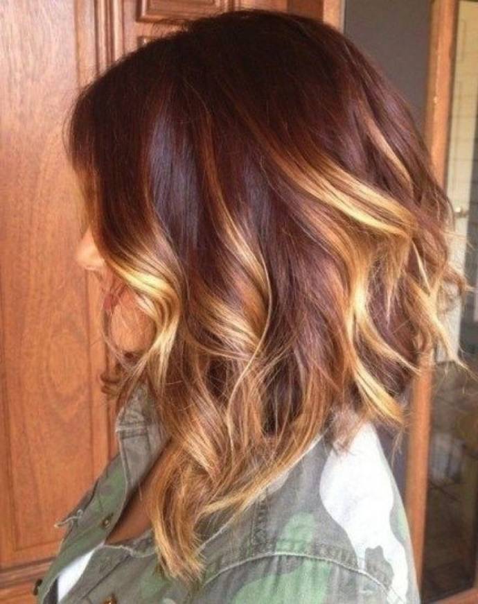 Shoulder length medium hair with brown ombre hairstyle