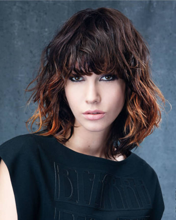 Trendy curly hair with bob cut hairstyle
