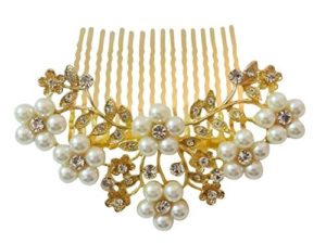 Vogue Hair Accessories Golden And White Pearl Comb Hair Clip For Women