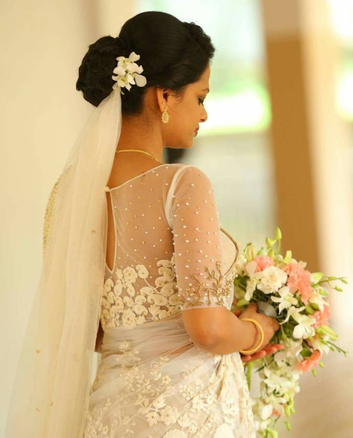 White color wedding saree blouse