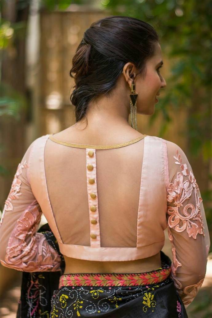 Choli cut blouse with netted back