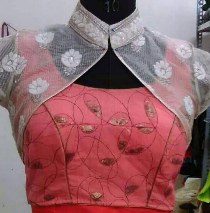 Coat pattern blouse design with short sleeves