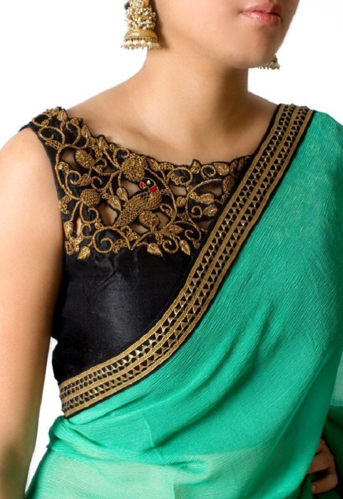 Maggam work blouse with silver thread