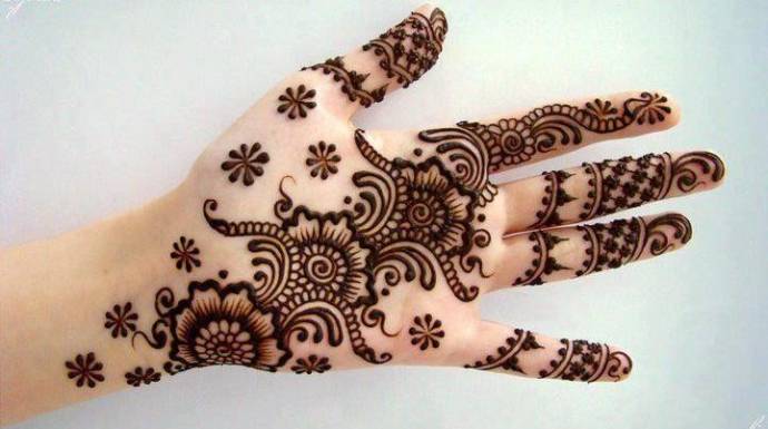 Creative angular henna design for palms