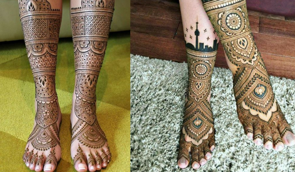 Chequered Patterns and Floral Pattern as Mehndi Design