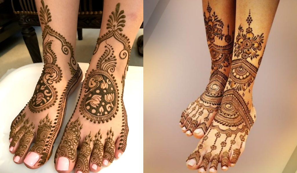 Lotus flowers inside a Peacock head or Jewelry style Mehndi Design