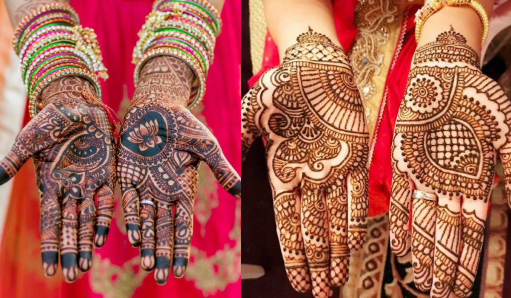 Modern designs with lotus and leaves as Mehendi Design