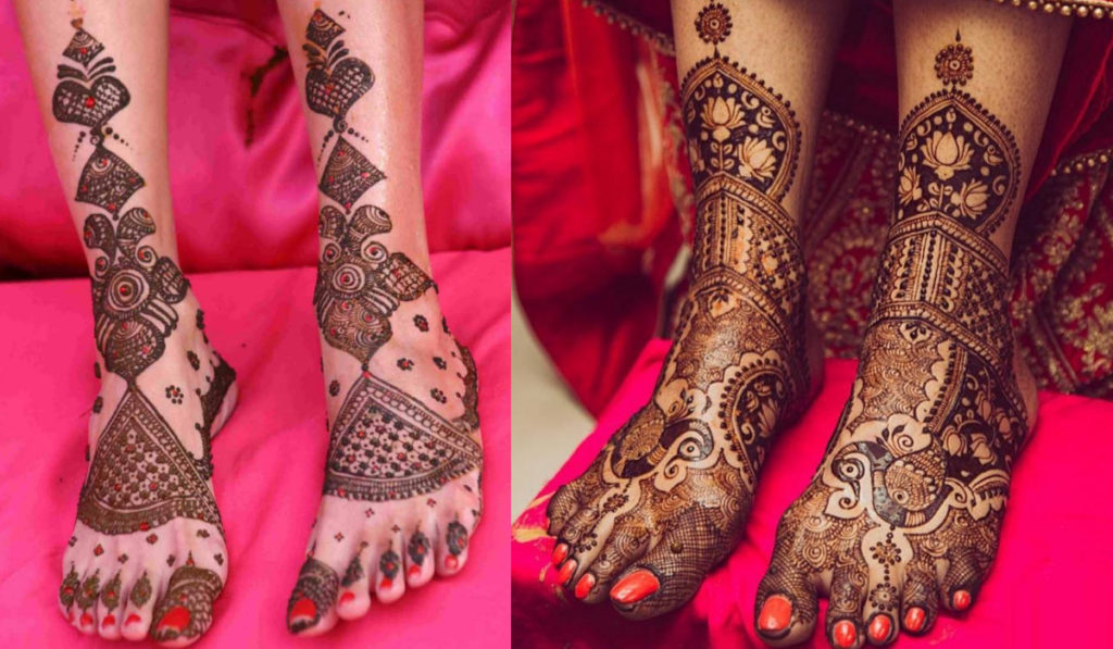 Peacock Mehendi design or the red touch to unique Mehendi designs