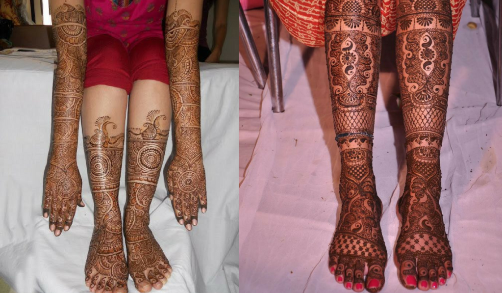 Peacock and String like Pattern as Mehndi Design