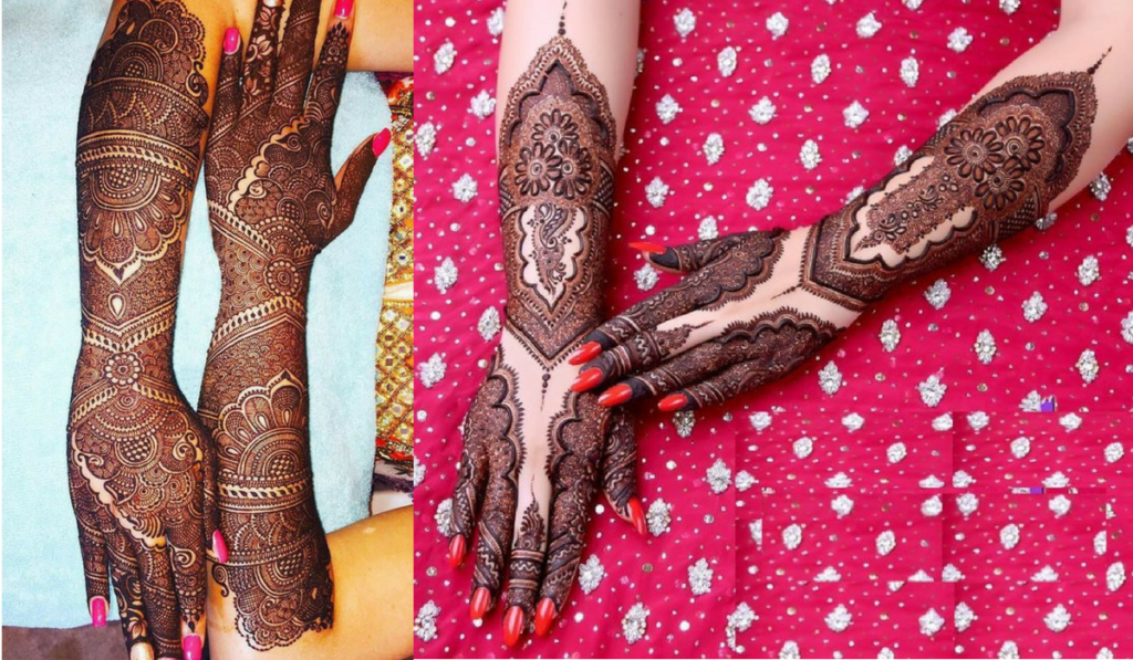 Flower Motif as Back Hand Mehendi Designs