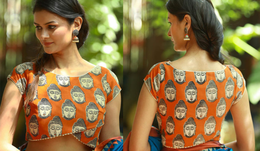 Cross-waist pattern, kalamkari blouse