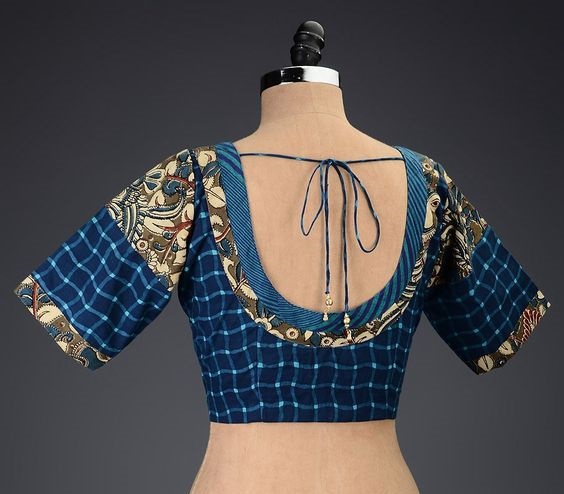 Kalamkari patchwork blouse design