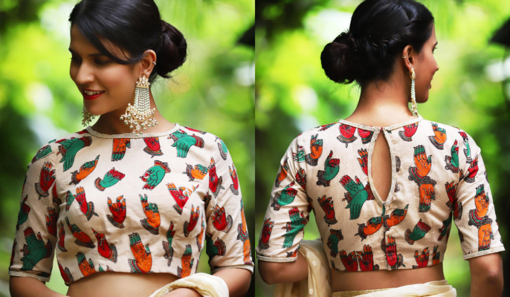 Oval-shaped, kalamkari blouse