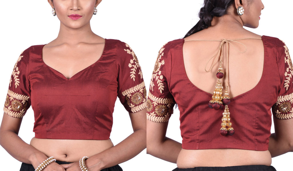 Traditional, sweetheart neck blouse