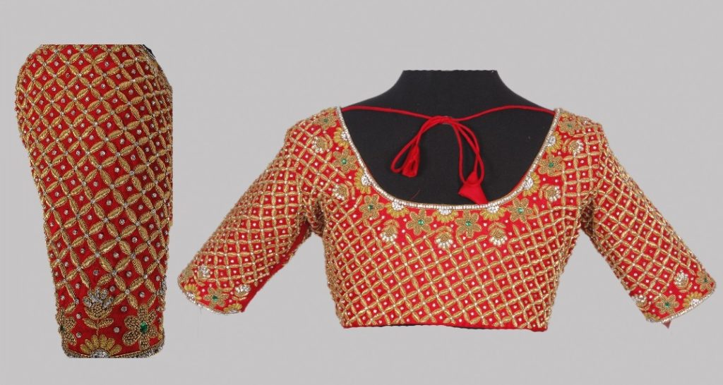 Classic blouse with intricate maggam embroidery