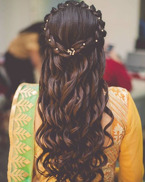 Crown style braid with tight curls