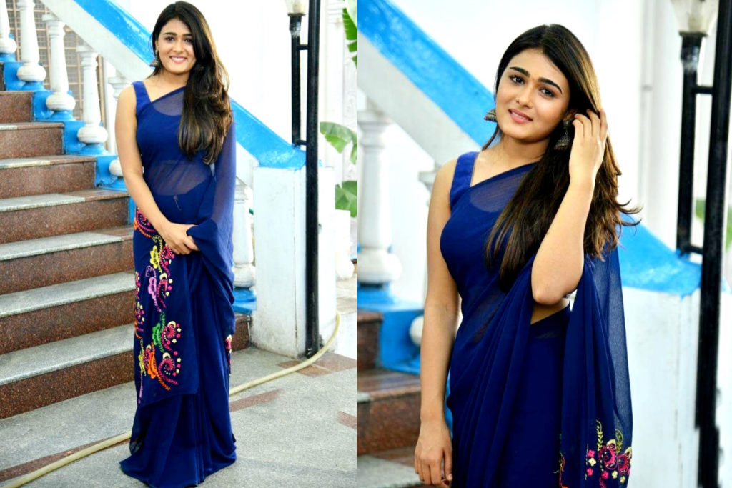 Shalini Pandey in Simple Bangalore Silk Blue Blouse
